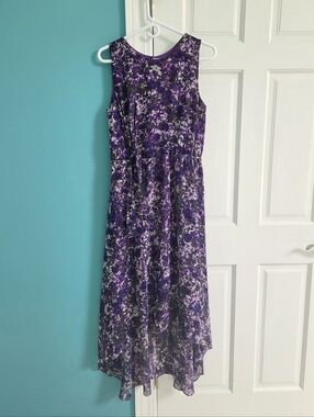 Coldwater Creek Purple Floral High-Low Dress